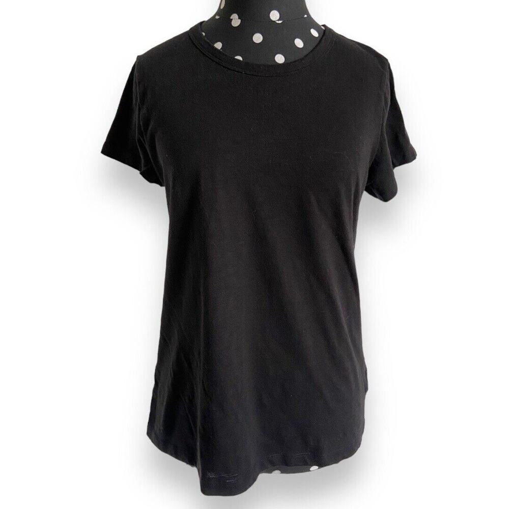 Time and Tru Womens Top Sz S 4 6 Black Crew Neck Pullover Short Sleeve Solid Tee